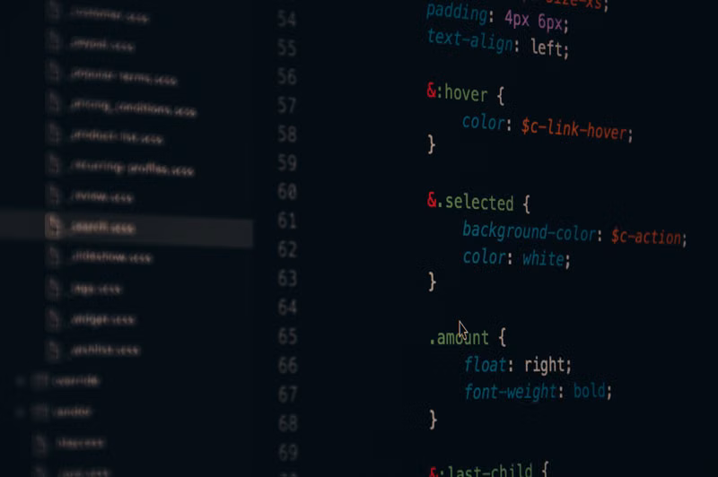 Close-up of colorful CSS code lines on a computer screen